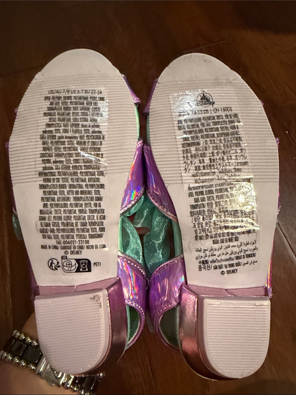 Disney Iridescent Pink and Teal Jewel Dress Sandals - Picture 5 of 5